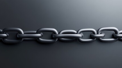 Obraz premium Realistic close-up image of metallic chain links on dark background with soft lighting and shadows creating depth and texture