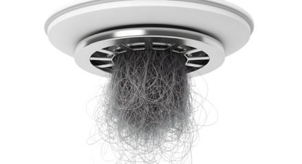 Modern ceiling fan with tangled wires and a contemporary design element