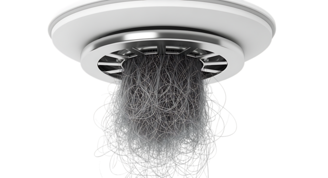 Modern ceiling fan with tangled wires and a contemporary design element