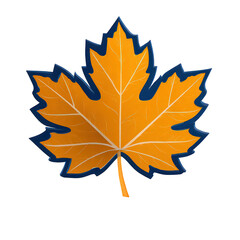 Obraz premium Orange Maple Leaf with Dark Blue Outline on Transparent Background