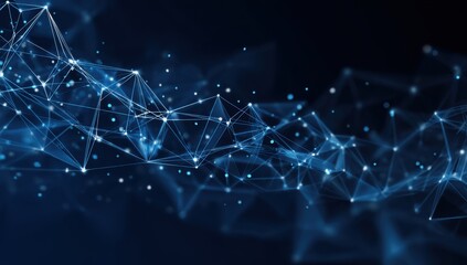 Abstract network of interconnected points and lines.  Complex digital graphic of a flowing, dynamic network