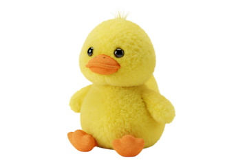 Yellow Plush Duckling: Cute Toy Photography on white background