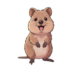 Fototapeta premium Cute Cartoon Quokka Illustration with Happy Expression 