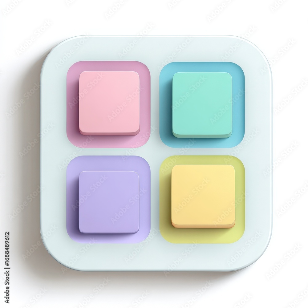 Poster pastel colored square buttons app interface design element for website or mobile application user in