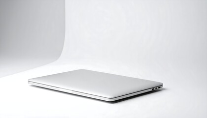 Sleek Silver Laptop on White Background Studio Shot.
