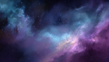 Fototapeta premium Deep space nebula with swirling clouds of vibrant colors and scattered stars
