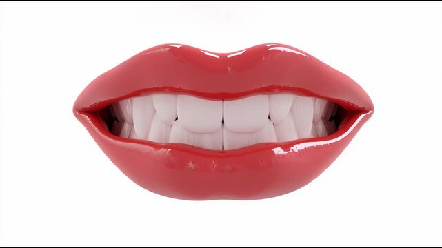 3D Vampire Fangs, simple mouth design, simple cartoon look on white background.