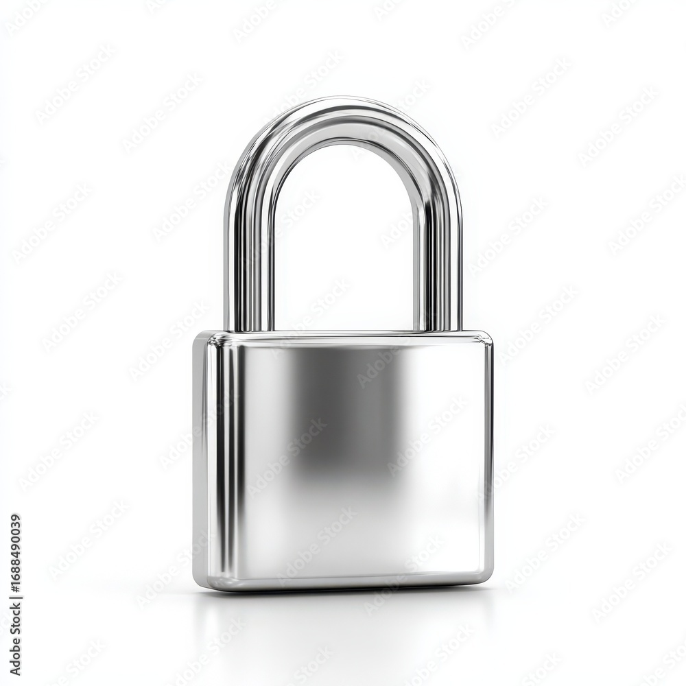Poster shiny chrome padlock security concept image for website or app design perfect for privacy protection