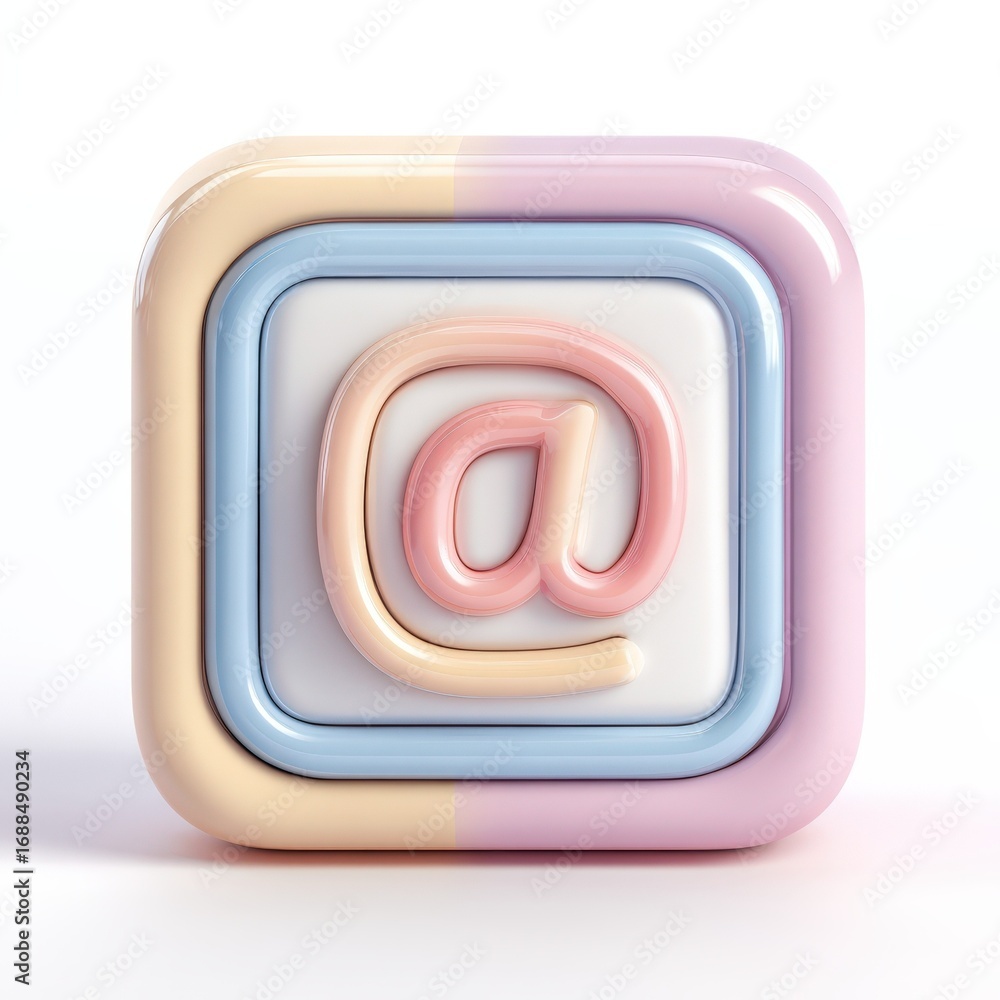 Poster pastel color 3d render at symbol email icon digital communication technology design element