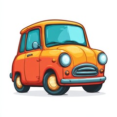 Adorable Orange Vintage Car Illustration Perfect for Kids Projects and Retro Designs