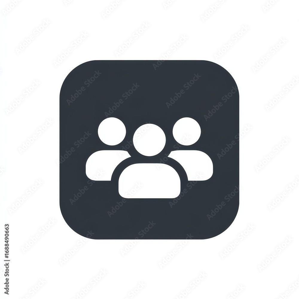 Poster simple rounded square icon showing three people representing a group community team or team collabor