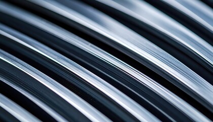 Obraz premium Close up tram rail steel head polish striations graphite wallpaper background representing industrial texture detail suitable for urban design