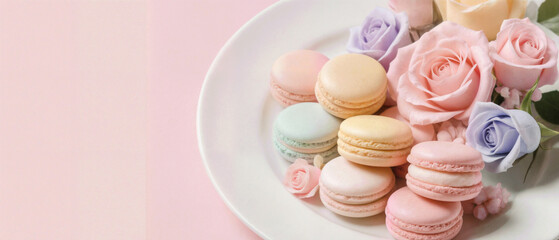 벚꽃 나무 아래 나무 테이블 위에 놓인 딸기 케이크 조각 클로즈업