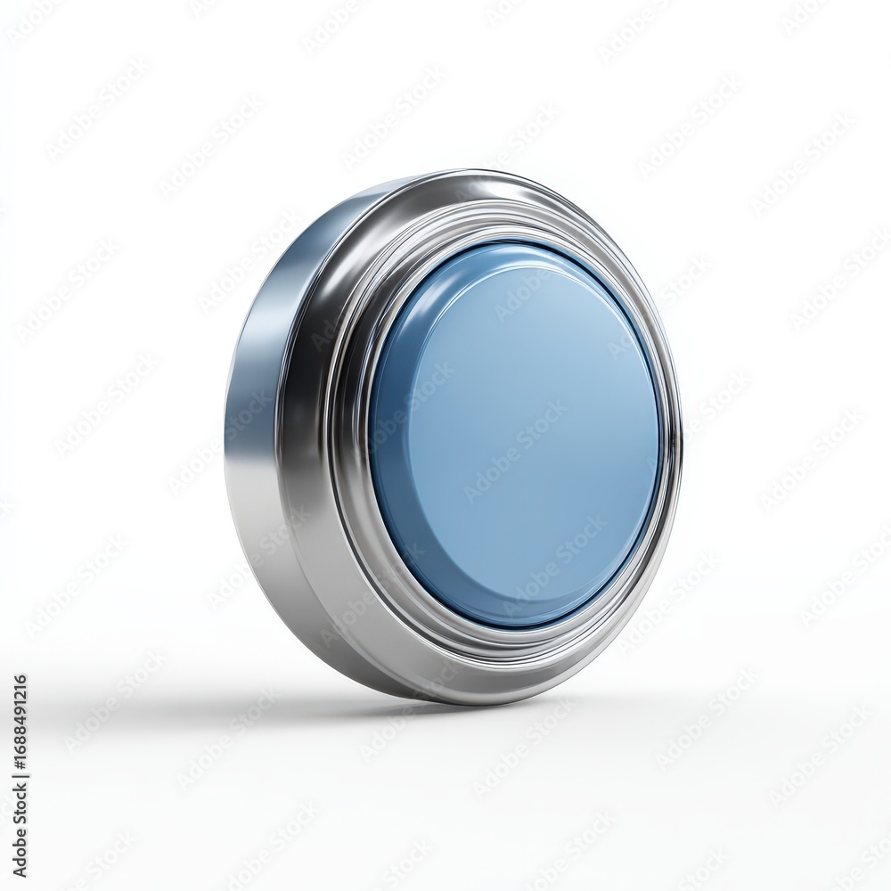 Poster stylish blue and silver 3d rendered button perfect for website design or app interface