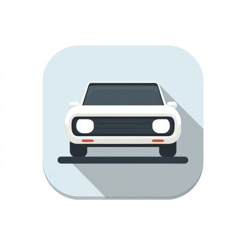 Fototapeta White Classic Car Icon Front View Flat Design Illustration for App or Website
