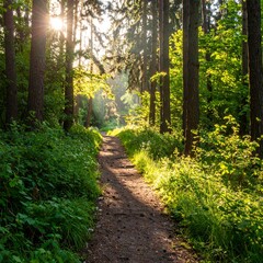 Fototapeta premium Sunlit forest path (3)