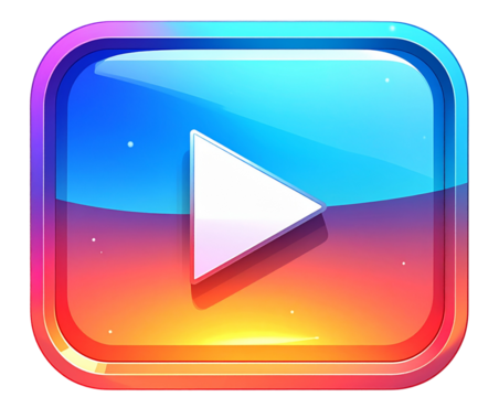 Play button app icon, colorful abstract 3D design