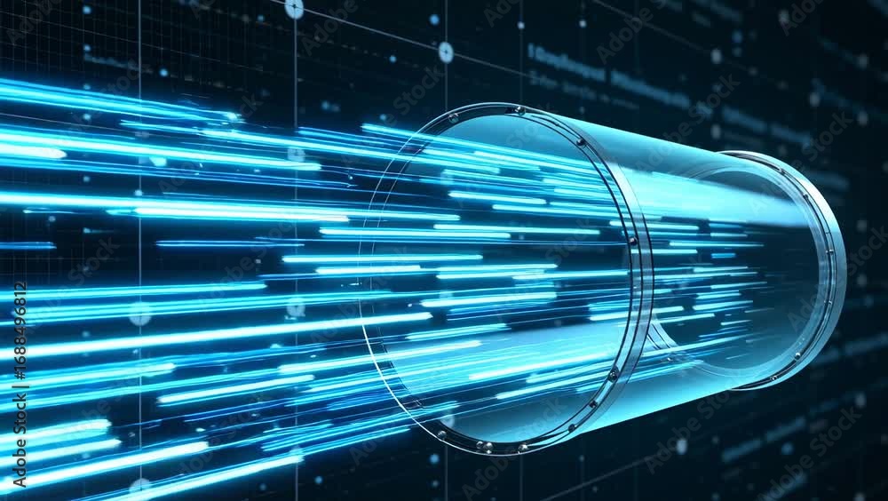 Poster video of digital flow: a dynamic digital abstract showcasing rapid data transmission through a trans