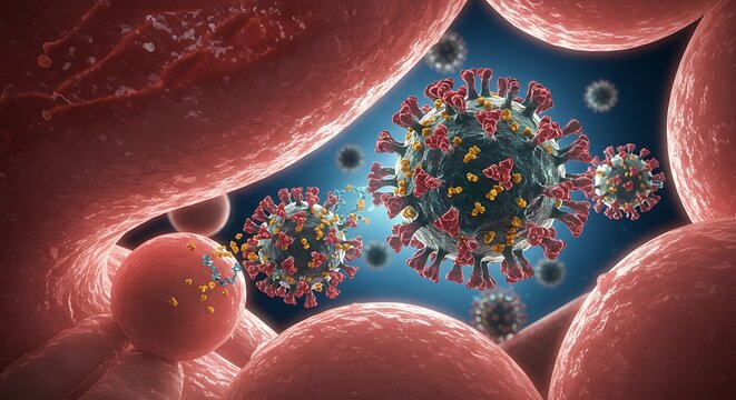 Virus inside blood cells - Powered by Adobe