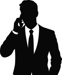 Silhouette man talking on phone business