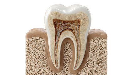 Detailed Anatomy of a Human Tooth with Transparent Background