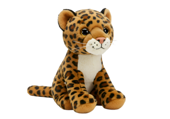 Plush Leopard Cub: Soft Toy for Kids on white background