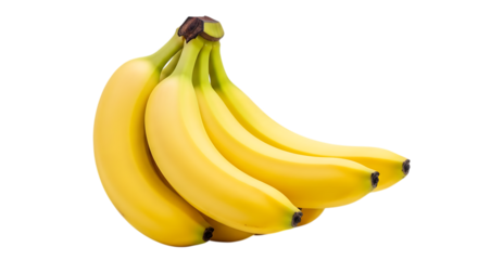 Fresh ripe yellow bananas bunch isolated on black background healthy eating