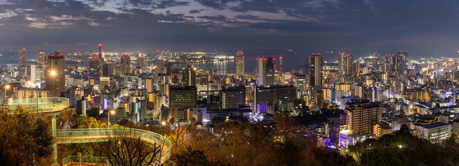 諏訪山公園から眺める神戸の夜景　神戸市中央区にて