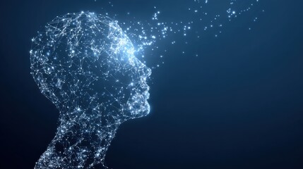 glowing head network data points