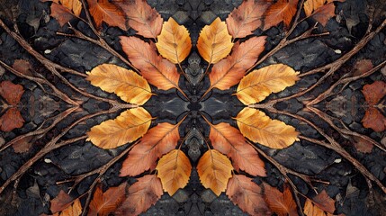Fototapeta premium A leafy tree with leaves that are brown and orange