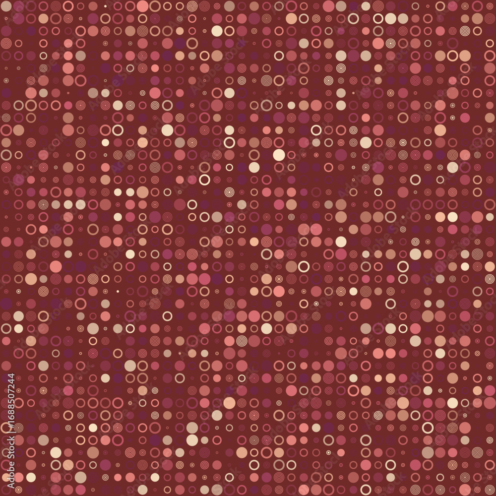 Poster seamless background pattern. various style circles in multiple colors. earthy tones with a reddish b