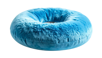Fluffy blue donuts cushion home decorative item cozy space isolated on solid white background