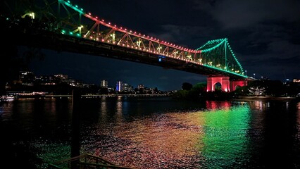 Brisbane with the iconic Story Bridge at night.