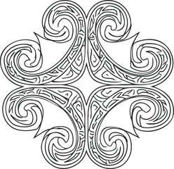 Fototapeta premium Black and white vector ornamental swirl pattern with symmetrical decorative design elements