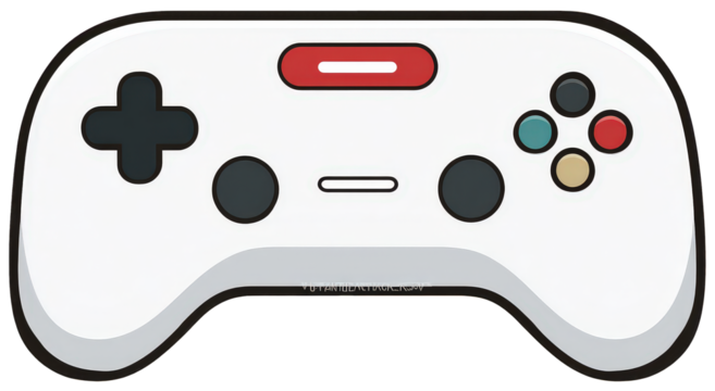 White Retro Video Game Controller with Colorful Buttons