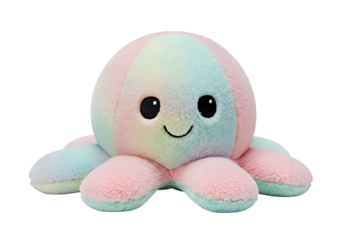 Pastel Rainbow Octopus Plush Toy on white background