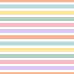 Multicoloured horizontal stripes vector seamless pattern in retro pastel colours. Geometric abstract stripped background. Perfect for stationery, scrapbooking, fabric, wallpaper, and retro inspired