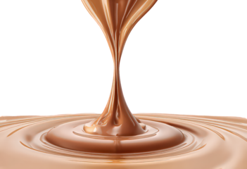 Brown Liquid Pouring and Creating Ripples on a Dark Background