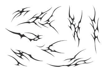 set Vector Chrome Neo-Tribal gothic Flame Sigil Y2K Liquid Mercury Cyber Futuristic Abstract Tattoo Aesthetic Design