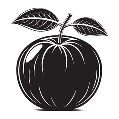 Black tangerine Silhouette Vector, High Quality Illustration on White Background