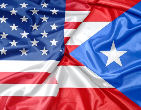 American and Puerto Rican flags draped together