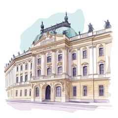 Fototapeta premium Hofburg Palace. Hofburg Palace watercolor vector illustration