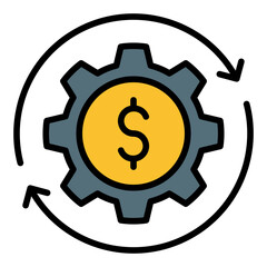 Financial settings icon. Money control symbol. Finance adjustment and account settings collection. Filled Line Icon