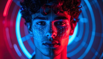 Futuristic Face Recognition Technology - Digital Identity and Biometric Security