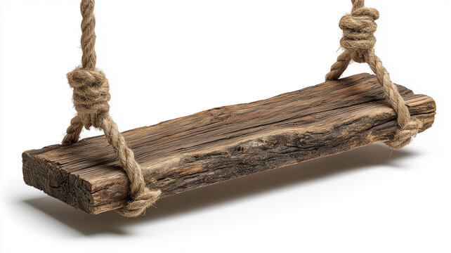 Wooden swing with rope and transparent background - Powered by Adobe