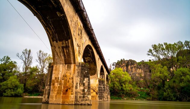 Old stone bridge over river - Powered by Adobe