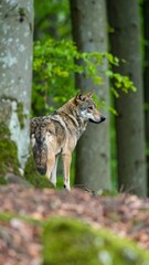 Gray wolf in a forest (1)