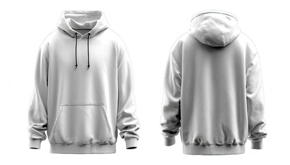 Blank white hoodie, front and back views (5)