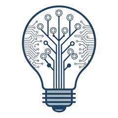 Digital Light Bulb Logo Concept Illustration