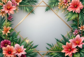  Modern Floral Frame for Bold and Eye Catching Designs, Featuring Exotic Blooms and a Chic Metallic Accent